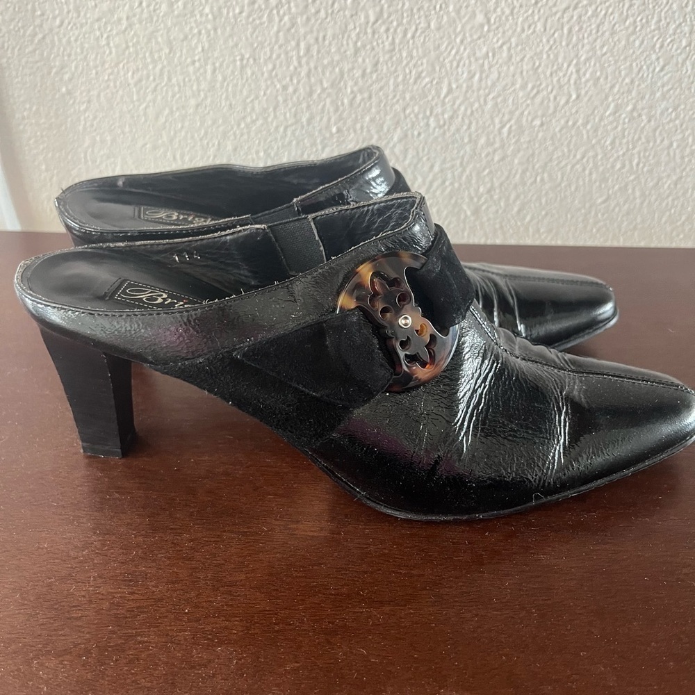 ** Brighton Patent Leather Rococo Mule 3" Sz 9.5
